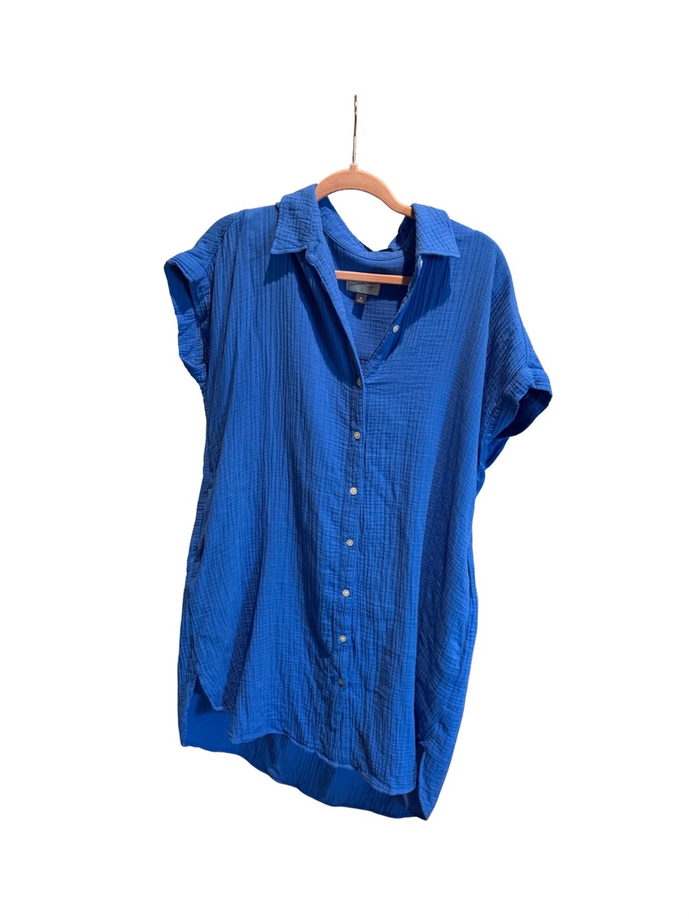 Relaxed Short-Sleeve Button-Down Dress